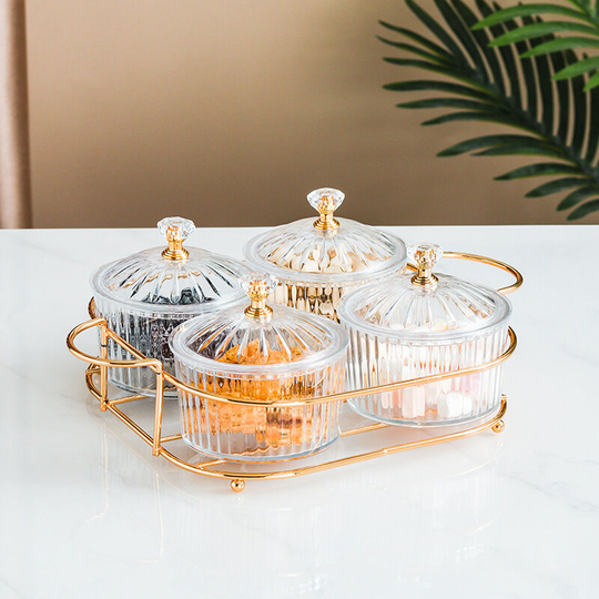 Clear Snack Tray with Lid Reusable Clear Plastic Cookies Candy Dessert Nuts Snack Storage Container Serving Tray with Iron Rack