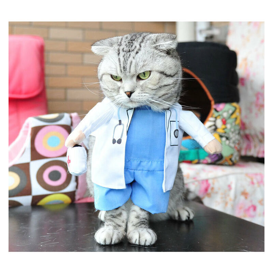 Dog Cat Doctor Costume Pet Doctor Clothes Halloween Jeans Outfit Clothes Spring and Autumn Pet Cat Clothes Cute Funny Clothes Funny Cats and Dogs