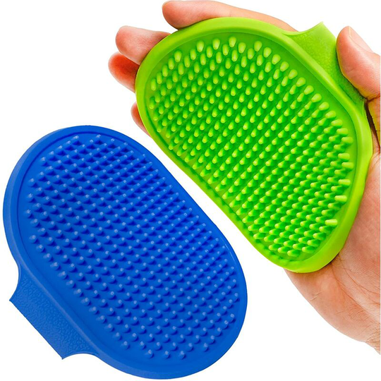 2 Pack Dog Bath Brush, Premium Cat Shampoo Brush, Soothing Massage Pet Rubber Comb, Adjustable Ring Handle, Soft Silicone Grooming Brush Suitable for