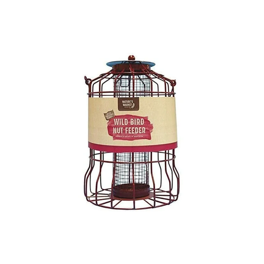 Bird Feeder for Nuts with Cage and Safe Guard Garden Birds Feeding Outdoor Nut Feeder