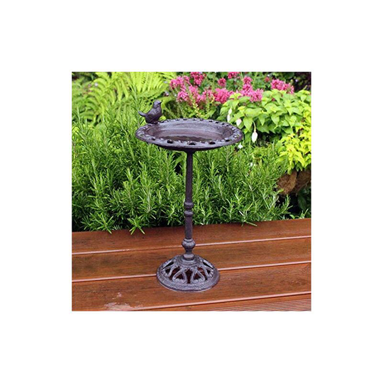 Bird Bath Bird Feeder, Cast Iron Free Standing Bird Bath Bird Feeding Bowl Garden Feature Decoration