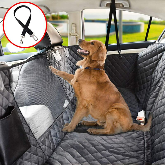 Hiasdfls - Dog Car Protector Cover Anti-Slip Car Back Seat Cover Waterproof Window Trunk Protector Cover With Seat Belt For Car