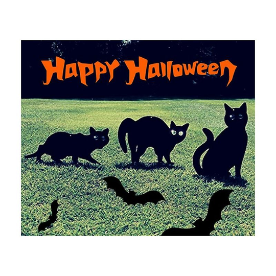 Garden Mile - Halloween Novelty Cat Bird Repellent Deterrent, Pest Control, Pack of 3 Black Powder Coated Metal Cat, Animal Scarers