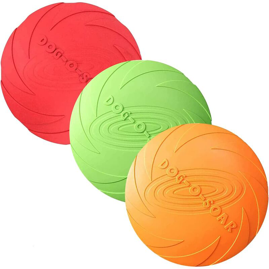 3 Pieces Dog Frisbees,Pet Flying Saucer,Rubber Flying Disc, Outdoor Interactive Toy,7 Inch / 18cm,Perfect for Dog Throwing