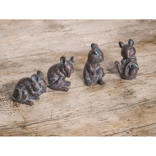 Elara 4 Piece Mice Statue Set