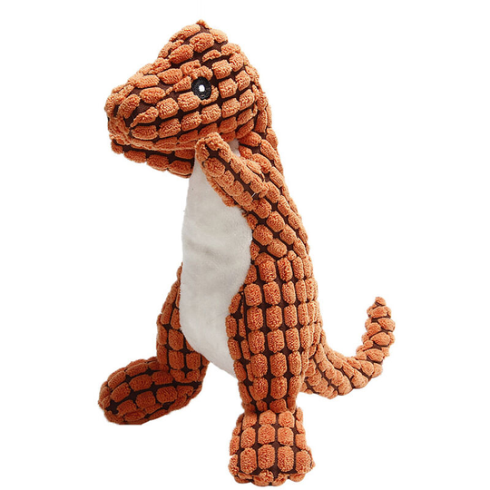 Cute Dinosaur Shaped Pet Molar Toys Bite Resistant Animal Chew Dog Squeaky Plush Toy for Puppy to Clean Teeth Pet Accessories, Orange - Orange