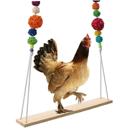Chicken Wooden Swing Chick stand Toy Chicken Coop Accessories Parakeet Swing Perch toy for large bird parrot macaw Hens Pets family