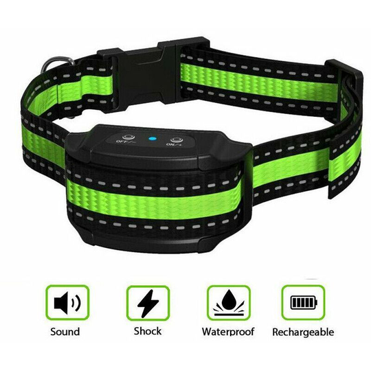 Perle Rare - Rechargeable Dog Anti Bark Collar - 3 Modes Electric Shock/Vibration/Sound Automatic Harmless Training Aid - Adjustable for Small/Medium