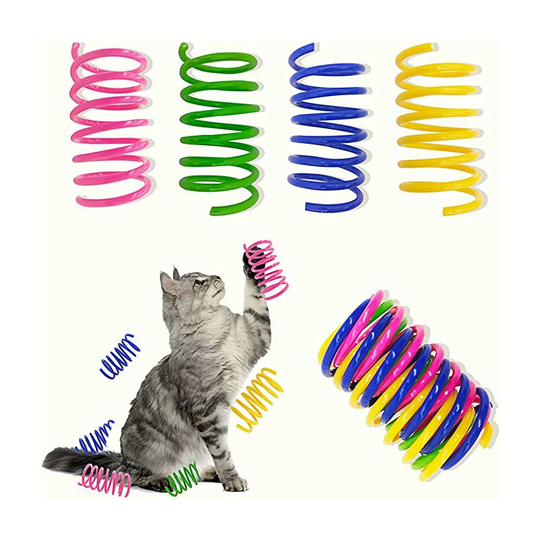 Cat Toys, 4 Pack Cat Spring Toys for Indoor Cats, Colorful & Durable Plastic Spring Coils Attract Cats to Swat, Bite, Hunt, Interactive Toys for Cats