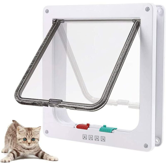 Cat Flap, Cat Flap, Pet Door, Pet Flap Door, Cat Door with Lock, Large Cat Flap, for Cats & Puppies (m, White)
