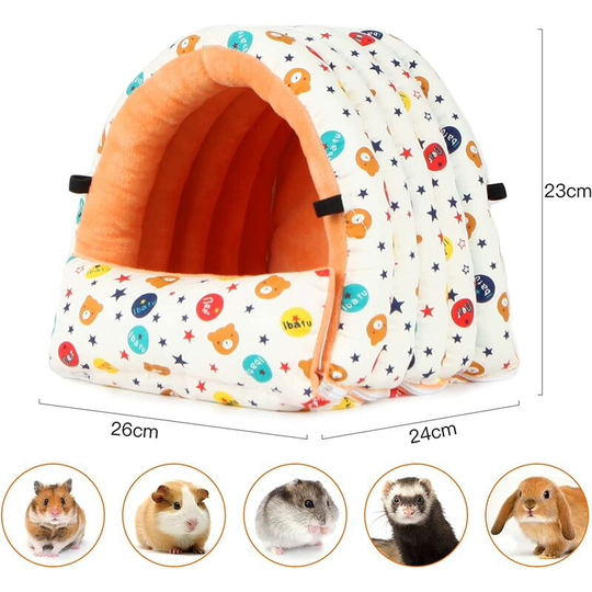 FVO - Hamster Bed, Rabbit Bed, Warm Soft Guinea Pigs Bed with Removable Plush Cushion, Winter House for Squirrel Ferrets Small Rabbit Hedgehog