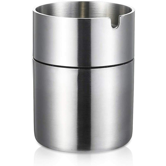 Monly - Stainless Steel Ashtray, Outdoor Ashtray, Windproof Ashtray, Car Ashtrays, Ash Tray for Garden Office Household (Small)