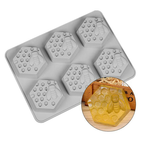 2 6-Hole Bee and Honeycomb Pattern Silicone Molds, Non-Stick Fondant Silicone Mold, Used for Baking Candy, Nuts and Jelly Cake Molds