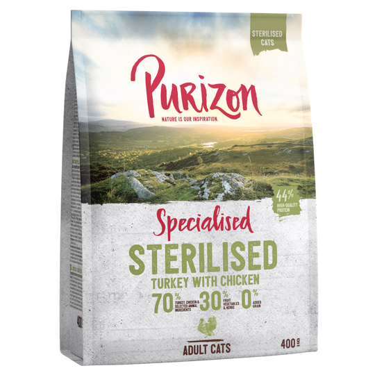 400g Purizon Dry Cat Food - Special Price!* - Adult Sterilised Turkey & Chicken (400g)