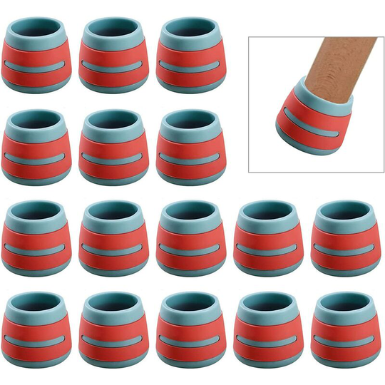 16 Pieces Chair Leg Caps, Chair Leg Protector Caps, Silicone Chair Leg Protectors, Non-Slip, Scratch-Resistant, Silent