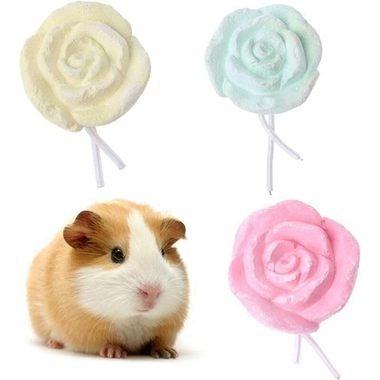 3pcs Rabbit Pet Chew Toy Hamster Chinchilla Teeth Bird Grinding Shape Pink Mineral Stone Random Color Stone