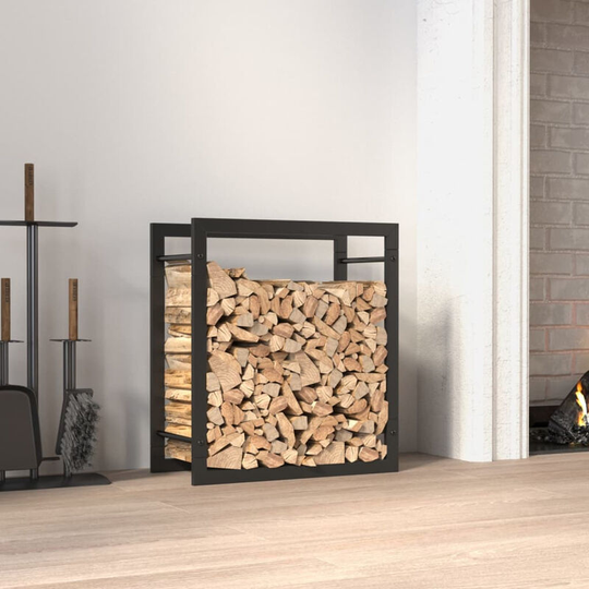 Asupermall - Firewood Rack Matt Black 50x28x56 cm Steel