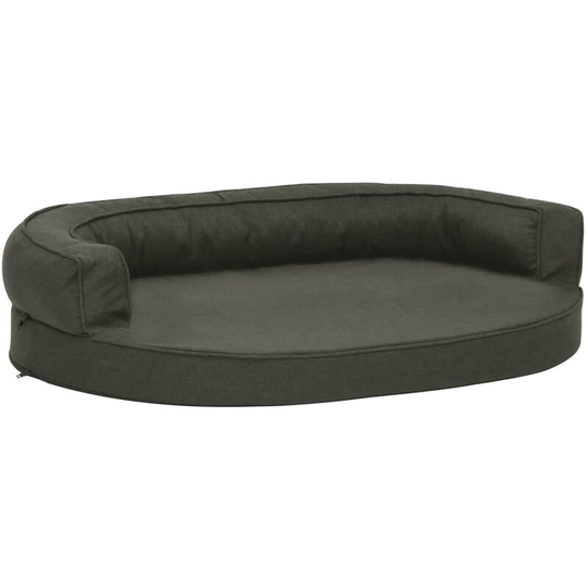 Ergonomic Dog Bed Mattress 75x53 cm Linen Look Dark Grey Vidaxl Grey
