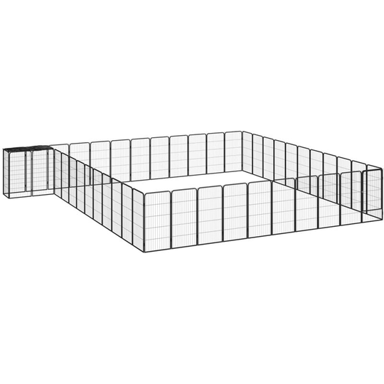46-Panel Dog Playpen Black 50x100 cm Powder-coated Steel Vidaxl Black