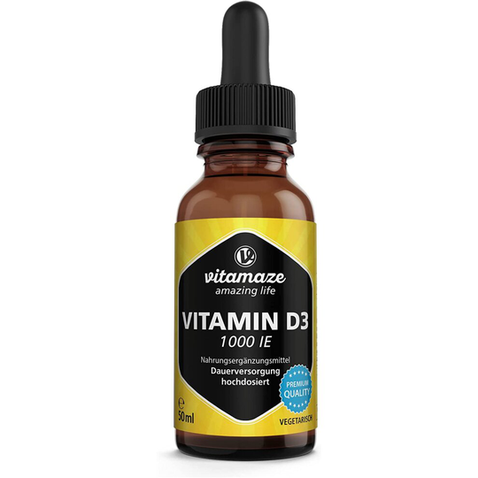 Vitamaze Vitamin D3 Drops High Strength 1000 IU, 50 ml (1750 Drops), Cholecalciferol Vegetarian, High Bioavailability, Natural...