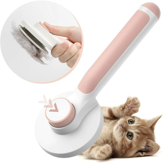 Perle Rare - Cat Dog Brush, Self-Cleaning Dead Hair Brush for Cats Long Short Haired Dogs to Effectively Remove Up to 95% of Dead Hair and Tomentose