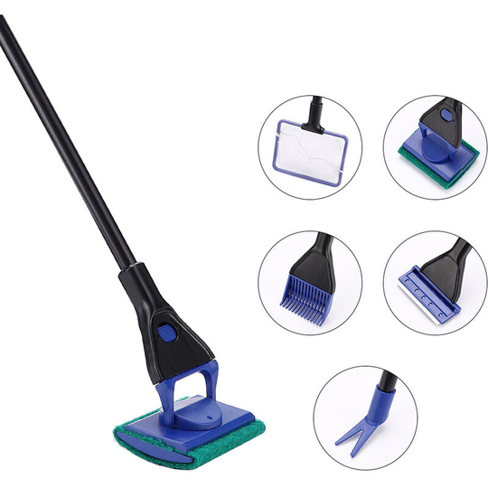 Aquarium Cleaning Brush Long Handle No Dead Space Cleaning Tool 5 in 1 Cleaning Tool for Glass Cleaning