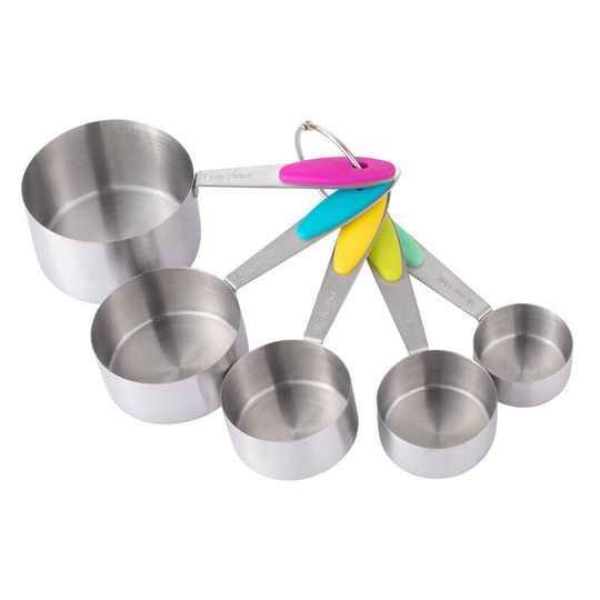 Set of 5 Stainless Steel Measuring Spoon, Kitchen Measuring Cup with Silicone Handle, American Measuring Cup for Baking/Pastry
