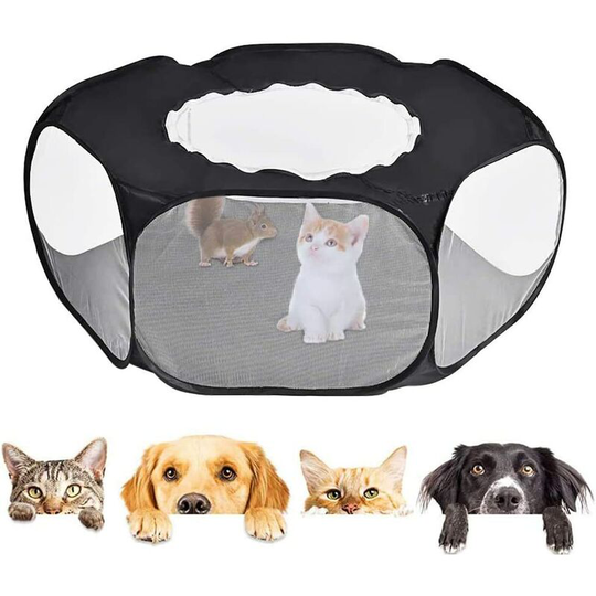 Litzee - Small Pet Cage Tent, Pet Playpen Cage Tent, Small Animal Playpen with Cover, Portable Folding Small Pet Cage Tent, with Top Cover Anti