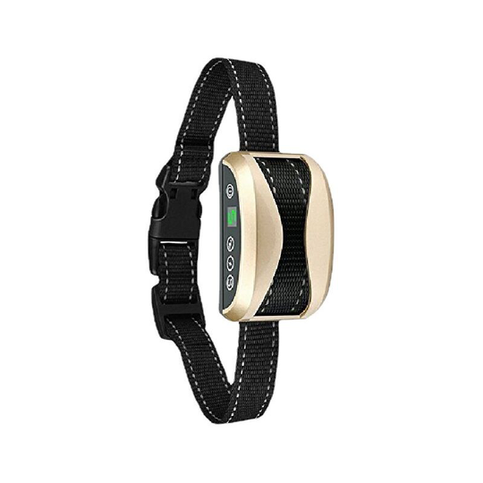 Rechargeable Dog Training Collar, Anti Bark Collar with Automatic Mode, Sound Vibration, Electric Shock Collar, Dog Trainer, Curved Design Gold