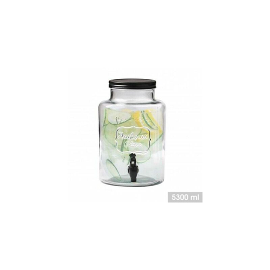 Retro Vintage Design Solid Glass Drink Fountain Jar Alcohol Dispenser 5.3 Litre
