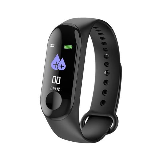 (Black) Color Screen Smart Watch Heart Rate and Blood Pressure Monitor