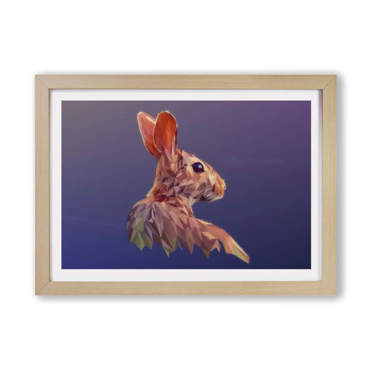 'Geometric Rabbit Hare' - Picture Frame Painting Print on Paper