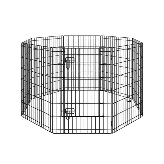92cm h Foldable Metal Dog Exercise Pen, 8 Panel Pet Playpen, Black - black - Yaheetech
