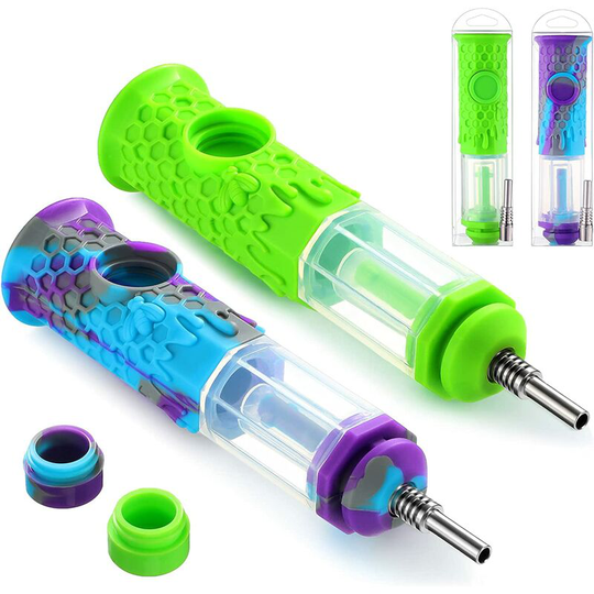 Einemgeld - 2 Pieces Honeycomb Straw 7-Inch Silicone Portable Honey Straw Tool Reusable Portable Straw Compact Collector Honey Extractor Drawing for