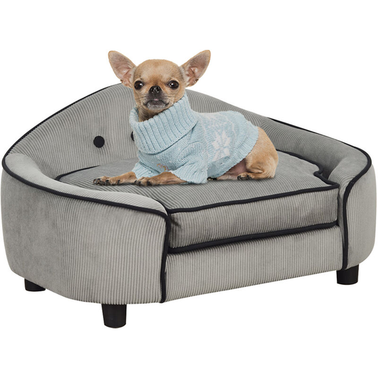 Dog Sofa Puppy Chair Kitten Bed Lounge w/ Cushion, for xs and s Dogs - Gray - Pawhut