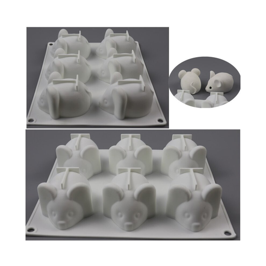 6 holes cute mouse shaped plaster mold - Mouse-shaped cake decorates the mold - 1PC