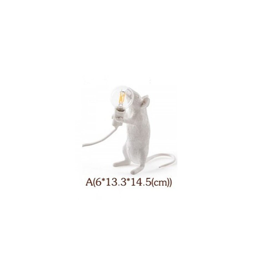 (White-1) Mouse lamps Resin Animal Rat Mouse Table lamp