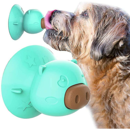 Thsidne Dog Lick Toy Pets Teeth Cleaning Chew Toy Slow Feeder With Suction Cup Bathing Molar Plate Blue