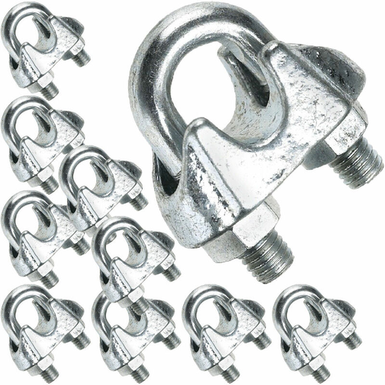 10 x 8mm Galvanised Steel Grip Clamp Clips Wire Rope Lashing Cable u Bolt Nut