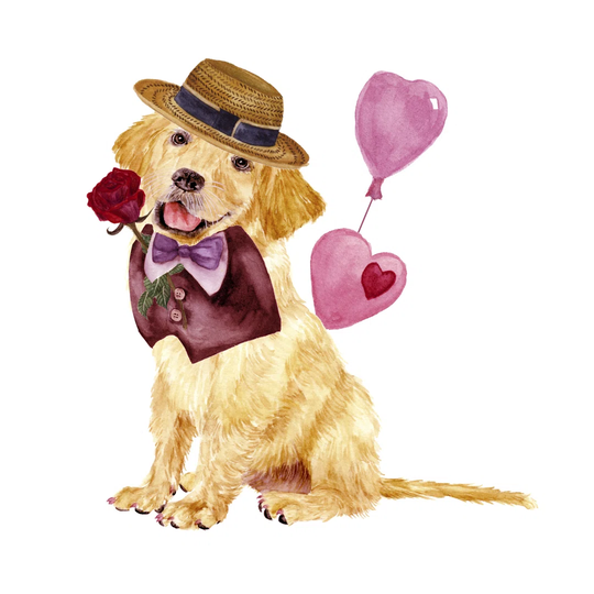 Valentine Puppy V by Melissa Wang - Wrapped Canvas Painting