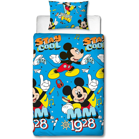 (Single, Blue) Mickey Mouse Stay Cool Duvet Cover Set