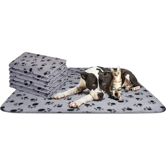 RHAFAYRE 6 x Soft Plush Blankets Rugs for Dogs, Cats, Rabbits and Other Pets Washable Gray 160 * 100cm