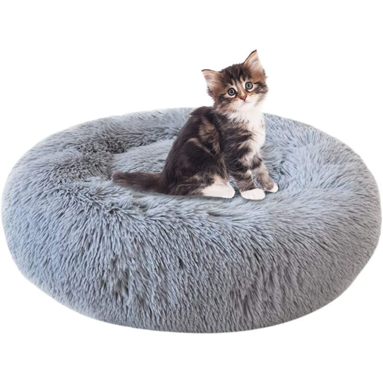 Round Kennel, Round Basket for Medium Dog or Cat, Washable Dog Bed, Cute and Soft for Dogs (60cm, Light Gray)