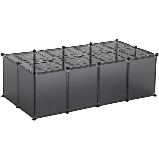 Diy Pet Playpen 28 Panels Small Animal Cage for Guinea Pigs Grey - Grey - Pawhut