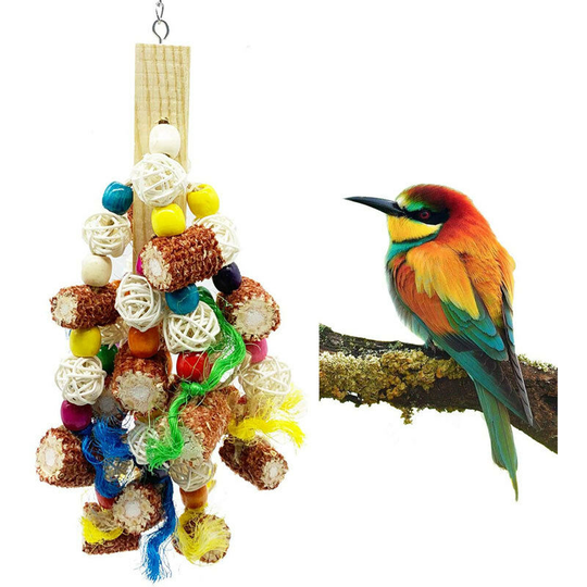 Benobby Kids - Bird Block Knots Tearing Toy Natural Corn cob Parrot Chewing Toy Suggested for Cockatoo Macaws, Parakeets, Conures, African Gray