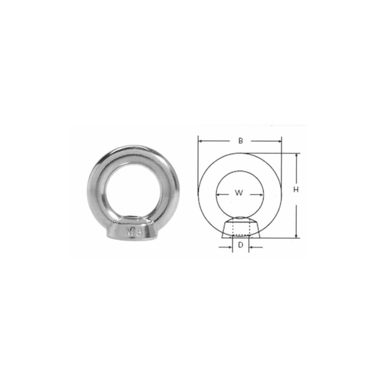 M8 Eye Nut T316 Stainless Steel (A4 marine Grade) DIN582