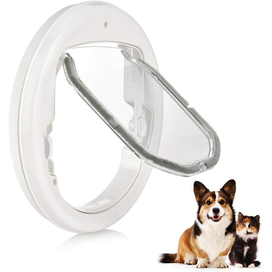 4 Way Cat Flap with Tunnel Cover Cut Out Doggie Door with Lock Cat Mate Small Pet Flap Lockable White - Litzee