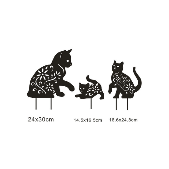 3 Pieces Cat Ornaments, Metal Garden Ornaments, Outdoor Garden Statues, High Quality and Weatherproof for Yard, Lawn, Outdoor Party