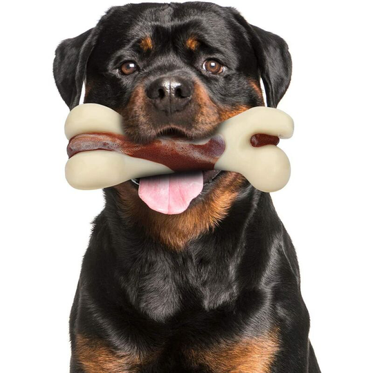 Joorrt - Indestructible Dog Chew Toys for Aggressive Chewers, Real Beef/Peanut/Bacon Flavor Durable Dog Teething Chew Toys Bones for Large / Medium /