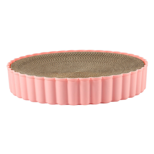 Cat Toy, Round Corrugated Scratching Board, Scratching and Scratching Material for Cats, Cat Litter (Pink, 39*39*9cm)